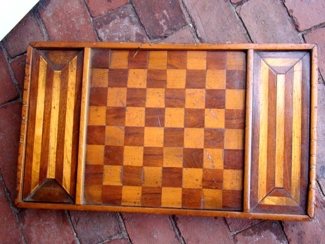 A beautiful 19th century fruitwood inlaid walnut games board on carved base circa 1870 — image 4